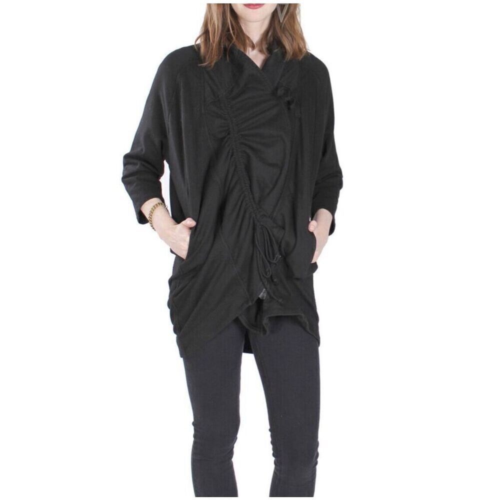 Prairie Underground moth asymmetrical organic wrap M coat